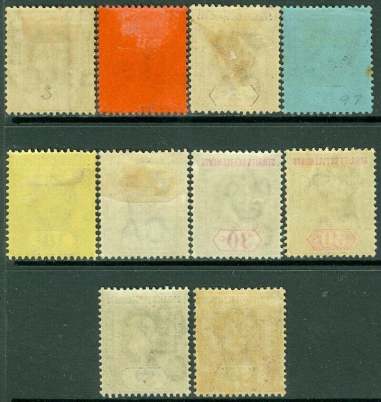 EDW1949SELL : STRAITS SETTLEMENT 1902 Scott #94-102 VF MOG High Val VLH Cat $214