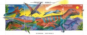 St. Vincent 1994 SC# 2045 Prehistoric Animals Dinosaur - Sheet of 8 Stamps - MNH