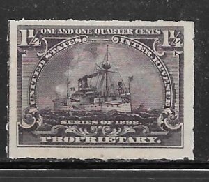USA RB25: 1.25c Proprietary stamp, battleship, unused, NG, F