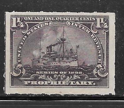 USA RB25: 1.25c Proprietary stamp, battleship, unused, NG, F