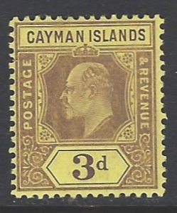 Cayman Islands, Scott #24; 3p King Edward VII, MNH