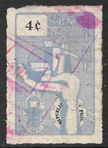 PHILIPPINES 1969 4c Supplementary Tax SCIENCE Stamp Revenue Bft 2 PERFIN VFU