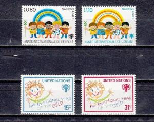 United Nations, 1979 Agency issue. 2 Year of Child issues.