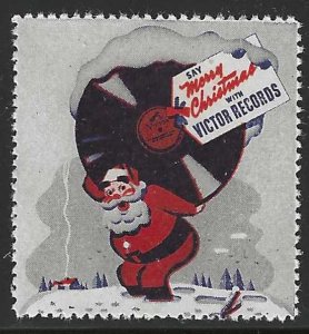 Say Merry Christmas with Victor Records, Early Poster Stamp, Full Gum, N.H.