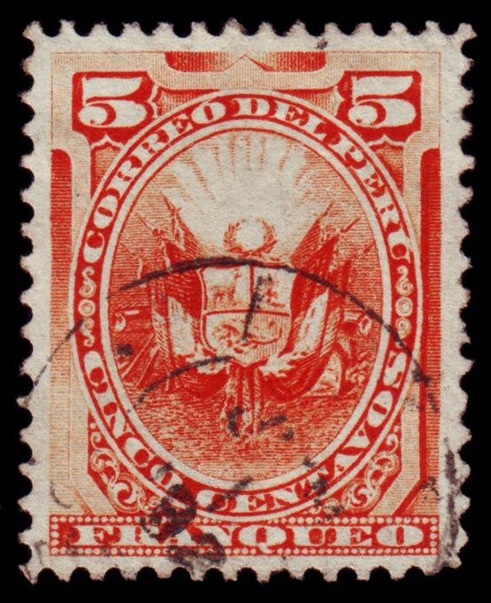 Peru SG#280 Used - 1886 5c.  - Heraldic