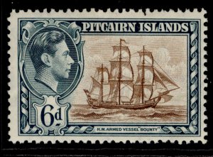 PITCAIRN ISLANDS GVI SG6, 6d brown & deep greenish-grey, M MINT.