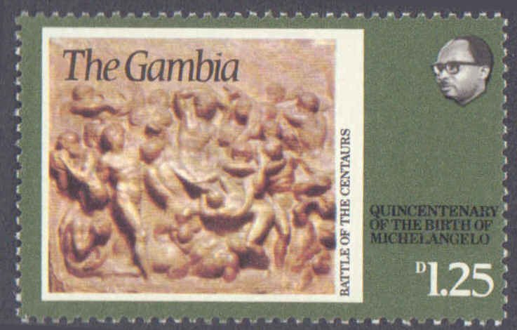 Gambia #322-324, Complete Set(3), 1975, Art, Never Hinged