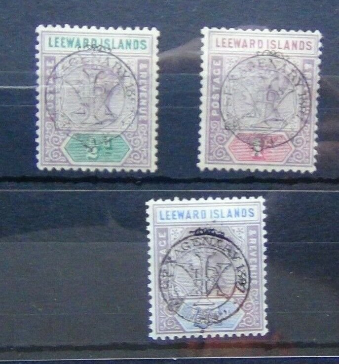 Leeward Islands 1897 Diamond Jubilee 1/2d 1d 2.5d MM 