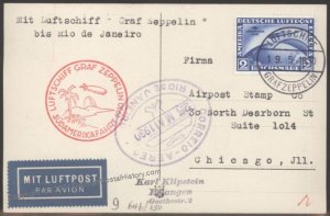 Germany 1930 Graf Zeppelin SAF Si57E 2RM South America Rio Brazil Bordpos 103417