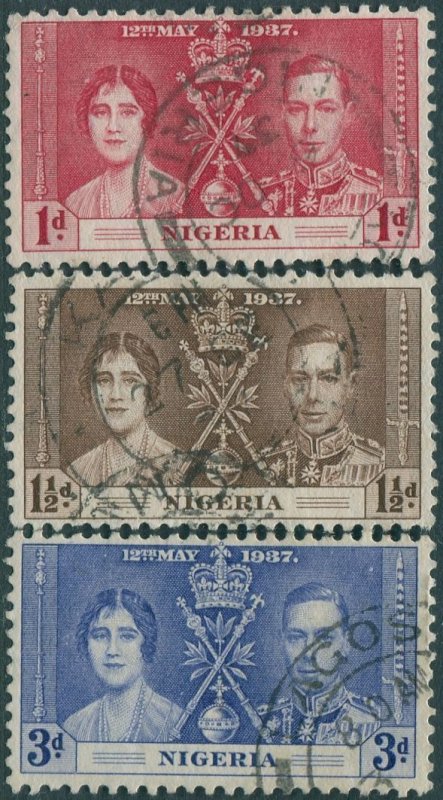 Nigeria 1937 SG46-48 Coronation KGVI set FU