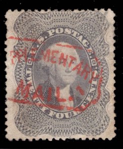 MOMEN: US STAMPS # 37 USED RED SUPP CANCEL $550  LOT #16390-16