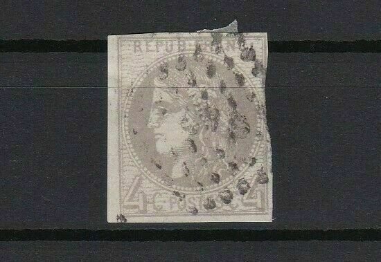 france 1870 used 4c grey imperf stamp cat £500 ref r13151