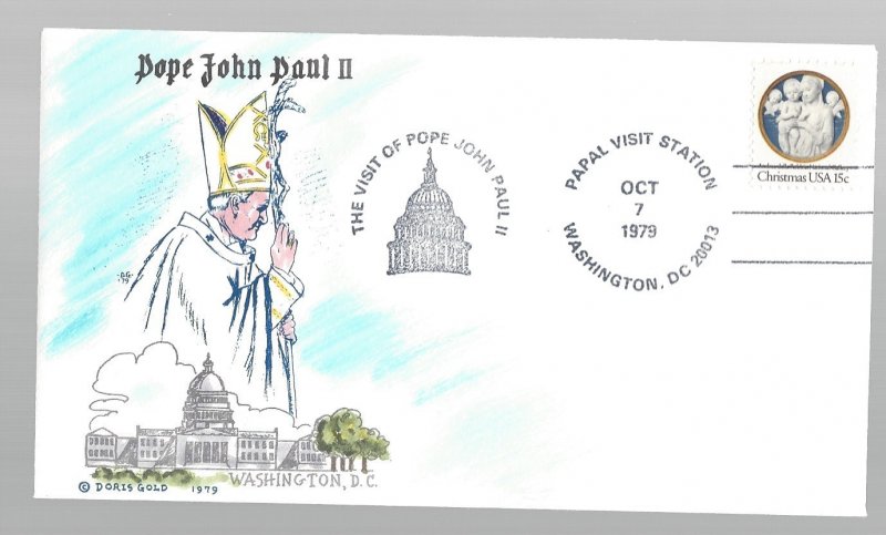 United States, 1768, Visit Pope John Paul II Doris Gold Souvenir Cover, Used #1