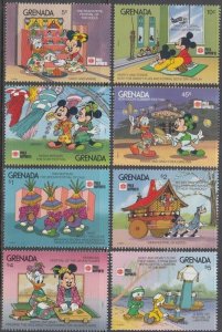 GRENADA # 1961-8 DISNEY STAMPS CELEBRATING JAPAN's INTERNATIONAL STAMP EXPO