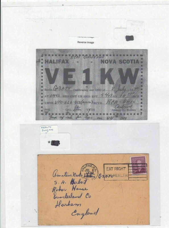 halifax nova scotia 1950 health slogan stamps cover Ref 9666