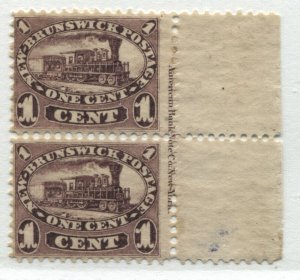 New Brunswick 1860 1 cent marginal Inscription pair unmounted mint NH