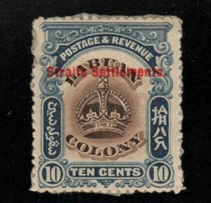 Straits Settlements Scott 141 MH*  adhesion in gum
