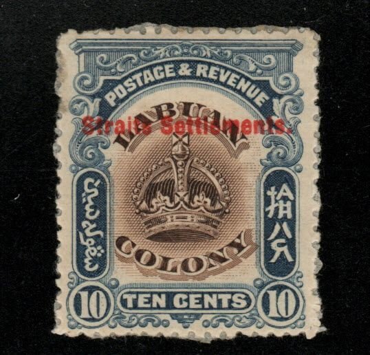 Straits Settlements Scott 141 MH*  adhesion in gum