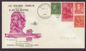 Submarine USS Ben Franklin Launching 1964 Cover