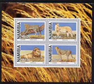 Namibia 1998 Large Wild Cat perf sheetlet containing 4 va...