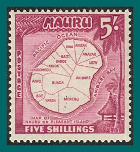 Nauru 1954 Map, 5s mint #47,SG56