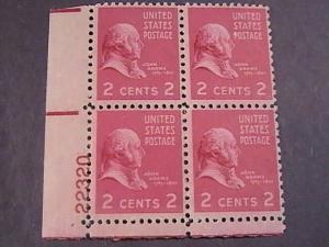 U.S.# 806-MINT/NEVER HINGED---LL- PLATE # BLOCK 4-PREXIE SERIES-1938(#a)