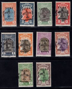 MOMEN: ETHIOPIA SC #C1-C10 1929 PROVISIONALS BLACK OVPT II MINT OG H LOT #67786*