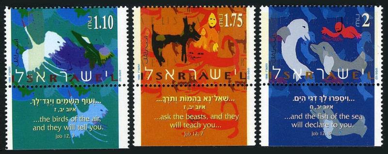 Israel 1291-1293,MNH.Michel 1411-1413. Man & animals,1996.Birds,Pets,Dolphins.