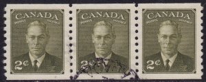 Canada - 1951 - Scott #309 - used strip of 3 - George VI