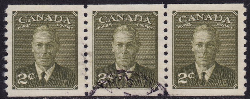 Canada - 1951 - Scott #309 - used strip of 3 - George VI