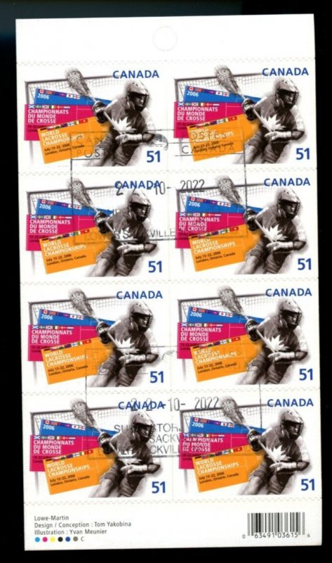 ? Lacrosse sports World Championships 8x51cents Souvenir Sheet/pane used Canada 