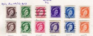 CANADA; 1954 early QEII issue fine used Set of values + shades