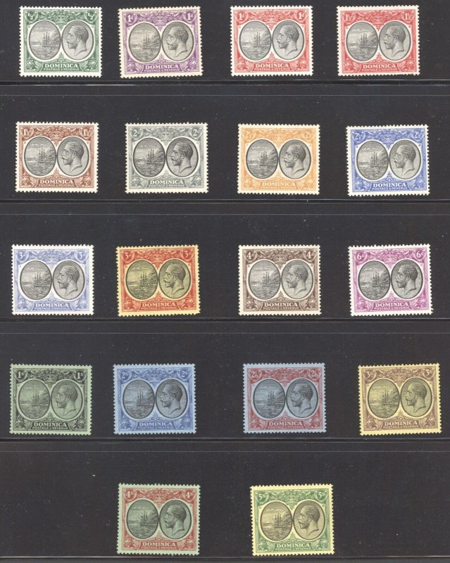 Dominica 1923 Ships to 5 Shillings, Scott 65/84, SG 71/90 Mint Hinged