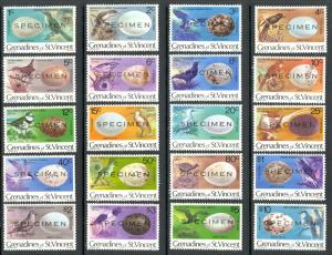 ST VINCENT GRENADINES 1978 BIRDS AND EGGS SPECIMEN Set Sc 133-152 MNH