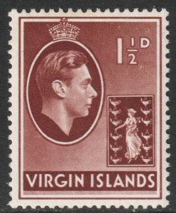 Virgin Islands BVI Scott 78 - SG112a, 1938 George VI 1.1/2d MH*