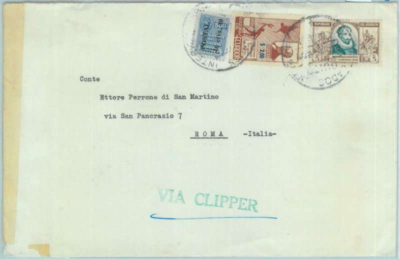 84281 - ECUADOR - POSTAL HISTORY - COVER to ITALY via CLIPPER 1940'S - CERVANTES