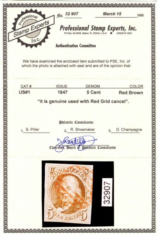 MALACK 1 VF/XF, w/PSE (03/98) CERT, four full margin..MORE.. guu255