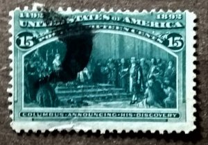United States #238 15c Columbus Announcing His Discovery USED (1893)