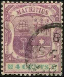 Mauritius SC# 97 Coat of Arms 4c Used