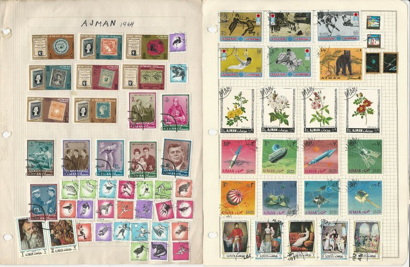 Ajman Stamp Collection on 13 Pages, Sports, Animals, Space, JFZ