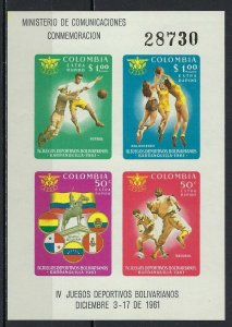 ES-13920 COLOMBIA 1961 LOCAL SPORTS S/S SC#C419 MNH CV$8 FOOTBALL BASEBALL