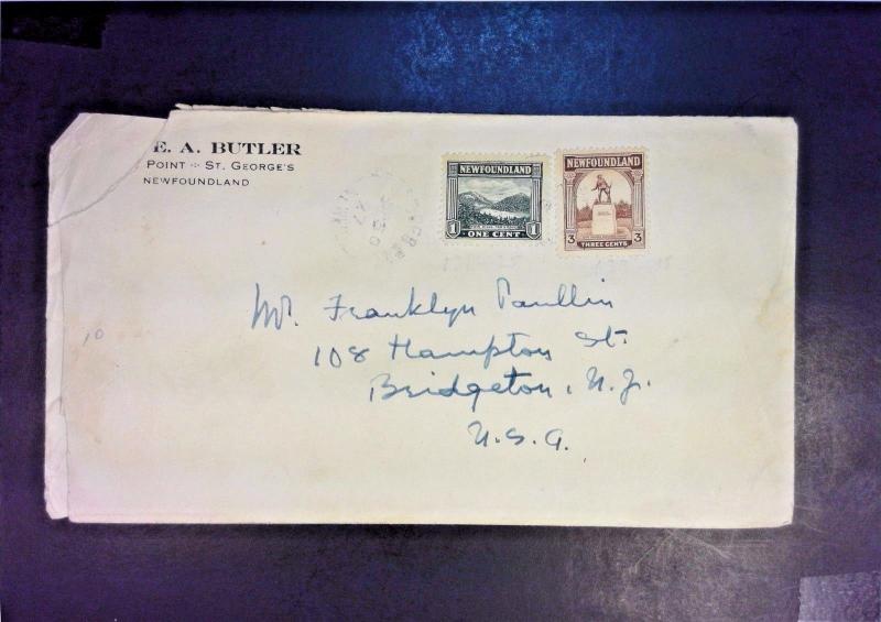 NewFoundland 1927 Cover w. St. George East Cancel - Z1010