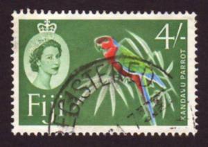 Fiji 1959 SG308 4 Shilling Green/Red Parrot & QEII Head Used
