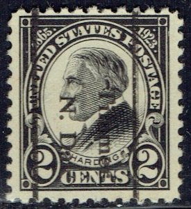 1923 2c Black Harding w/FAKE precancel f/TIMMER ND 610-FAKE2. Down SCARCE!!