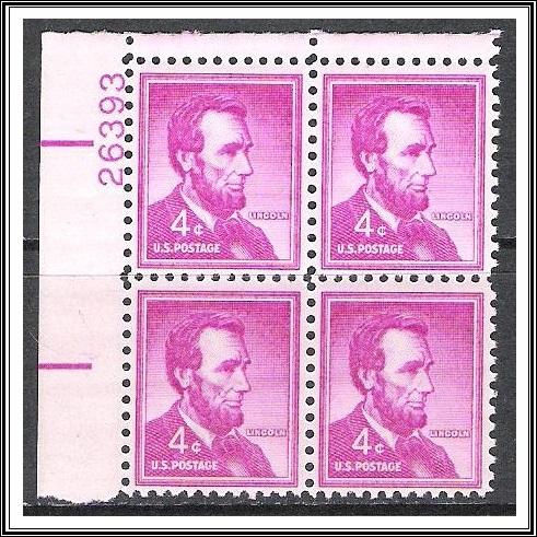 US Plate Block #1036 Lincoln MNH