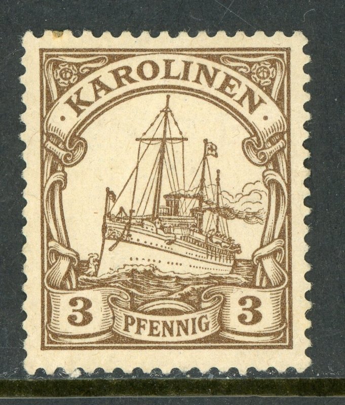 Caroline Islands 1901 Germany 3 pfg Yacht Ship Unwermark Scott #7 Mint E276