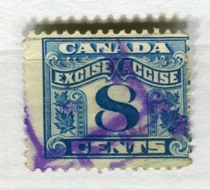 CANADA; Early 1900s GV Revenue Excise Accise Stamp fine used 8c. value