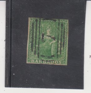 Barbados Scott # 5 1/2p Deep Green imperf.1858 used 4 Good Margins Cat $230.00