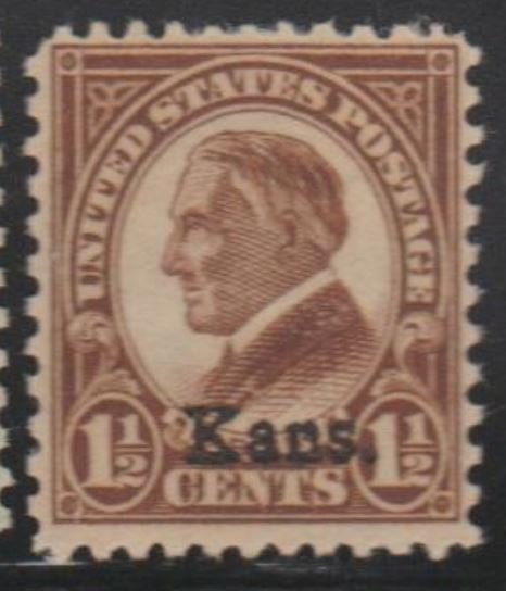 U.S. Scott #659 Harding - Kansas Overprint Stamp - Mint Single