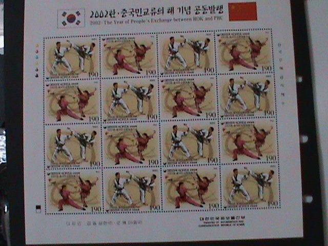 ​KOREA-2002-SC#2109  MARITIAL ARTS-JOINT WITH CHINA-LARGE SHEET-MNH VF-